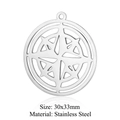 Colgante brújula estrella redonda acero inoxidable accesorio joyería DIY plata 30x33mm - Estilo Brújula Octagrama Plata (LA224x5)