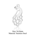 Pendentif paon en acier inoxydable pour bijoux DIY 9x18mm finition argentée - Paon Argenté (JN364-1x5)