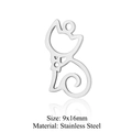 Pendentif chat évidé en acier inoxydable pour bijoux DIY, fini argent, 9x16 mm - Chat Argenté (JN366-1x5)