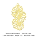 Three-flower daisy pendant in gold-plated stainless steel for DIY jewelry making - 3-Cavity Daisy Style / Gold
