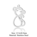 Pendentif singe ajouré en acier inoxydable pour bijoux DIY 13,5x24,5mm couleur argentée - Singe Argenté (JN367-1x5)