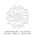 Silver stainless steel cutout flower pendant charm for DIY jewelry necklaces - Sunflower Round Style / Silver