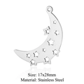 Colgante luna hueca con estrella, abalorio de acero inoxidable para DIY 17x28mm - Estilo Luna Creciente Estrella Plata (LA341-1x5)