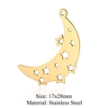 Colgante de luna creciente dorada en acero inoxidable con estrellas para joyería DIY - Estilo Luna Creciente Estrella Dorado (LA341-2x5)