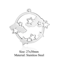 Colgante de estrella y nube hueca de acero inoxidable plata 27x30mm para joyería - Estilo Redondo Estrella Luna Nube Plata (LA342-1x5)