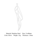 Silver hollow feather pendant in stainless steel, measuring 11x48mm for DIY jewelry - Feather Wing Style / Silver