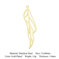 Gold plated stainless steel feather pendant with hollow design for DIY jewelry - Feather Wing Style / Gold