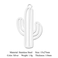 Silver stainless steel cactus pendant for DIY necklace with 15x27mm hollow design - Cactus Style / Silver