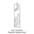 Colgante de acero inoxidable de sol y olas para joyería DIY, de 11x41mm - Estilo Rectangular Sol Ola Plata (LA344-1x5)