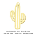 Gold plated stainless steel cactus pendant 15x27mm for DIY necklace making - Cactus Style / Gold