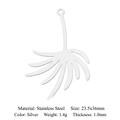 Silver stainless steel feather pendant charm for DIY jewelry 23.5x36mm size - Radial Feather Style / Silver