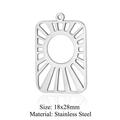 Colgante rectangular de acero inoxidable con diseño calado de sol en plata - Estilo Rectangular Rayos de Sol Plata (LA345-1x5)