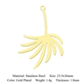 Golden stainless steel cactus leaf charm pendant in 23.5x36mm for DIY jewelry making - Radial Feather Style / Gold