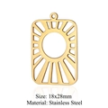 Colgante rectangular de acero inoxidable dorado con diseño de sol, tamaño 18x28mm - Estilo Rectangular Rayos de Sol Dorado (LA345-2x5)