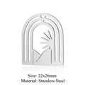 Colgante de acero inoxidable en forma de arco con sol y montaña, 22x26mm - Estilo Arco Sol Montaña Plata (LA346-1x5)