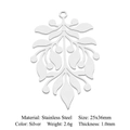 Silver hollow leaf pendant made of stainless steel for DIY jewelry with size 25x36mm - Leaf Hollow Style / Silver
