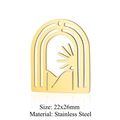 Colgante de arco dorado de acero inoxidable con sol y montañas, 22x26mm para joyería DIY - Estilo Arco Sol Montaña Dorado (LA346-2x5)