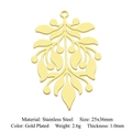 Gold plated stainless steel leaf pendant in 25x36mm size for DIY jewelry making - Leaf Hollow Style / Gold