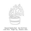 Silver stainless steel potted plant leaf silhouette pendant for DIY necklace making - Potted Broadleaf Style / Silver