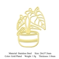 Gold-plated hollow monstera leaf pendant in stainless steel for jewelry making - Potted Broadleaf Style / Gold