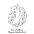 Pendentif chouette et croissant de lune en acier inoxydable argenté pour bijoux DIY - Hibou de la Lune en Argent (JA703)