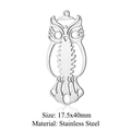 Pendentif hibou évidé en acier inoxydable pour création bijoux DIY 17.5x40mm - Hibou en Argent (JA705)