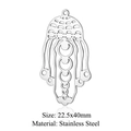 Pendentif main évidé phases de lune en acier inoxydable argenté de 22,5x40mm - Phase de Lune en Argent (JA707)