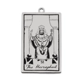 Silberner Edelstahl-Tarot-Anhänger mit detaillierter Gravur der Der Hierophant-Karte - Stil Der Hierophant (LA211-12)