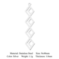 Silver geometric stainless steel long rhombus pendant connector 9x48mm for DIY jewelry - Silver Rhombus Geometric Style (LA775-1)