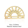 Goldener halbrunder Edelstahl-Anhänger mit Sonnenstrahl-Ausschnitt 17x29mm - Goldenes Sonnenstrahlmuster (LA395-2)