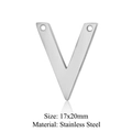 V-förmiger Anhänger aus silbernem Edelstahl für DIY-Schmuck, Größe 17x20mm - Silberne V-Form (LA396-1)