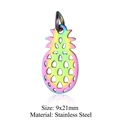 Rainbow plated pineapple shaped stainless steel pendant charm size 9x21mm for DIY jewelry - Pineapple Shape (JN159)