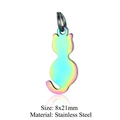 Rainbow stainless steel cat pendant for DIY jewelry, 8x21mm colorful kitty charm - Sitting Cat Shape (JN160)