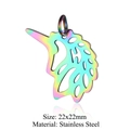 Regenbogenbeschichteter Edelstahl-Einhorn-Hohlanhänger, 22x22mm, für DIY-Schmuck - Einhorn Form (JN164)
