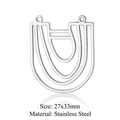 Minimalistischer silberner U-förmiger geometrischer Anhänger aus Edelstahl mit Doppelschlaufe - Silbernes Gestuftes U (LA400-1)