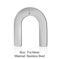 Silberner bogenförmiger U-Anhänger aus Edelstahl für DIY-Schmuck, Größe 31x34mm - Silberner Bogenstil (LA402-1)