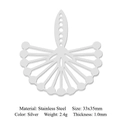Silver stainless steel ginkgo leaf pendant accessory 33x35mm for DIY necklace making - Silver Hollow Fan Leaf Style (LA797-1)