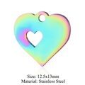 Regenbogen Edelstahl Herzanhänger mit Ausschnitt, 12.5x13mm DIY Schmuckanhänger - Verschachteltes Herz Form (JN176)