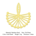 Gold plated stainless steel fan shaped hollow pendant for DIY jewelry making 33x35mm - Gold Hollow Fan Leaf Style (LA797-2)