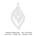 Modern hollow leaf silver stainless steel pendant 21x42.5mm for DIY jewelry making - Silver Hollow Leaf Shape Style (LA798-1)