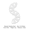 Silver stainless steel ginkgo leaf charm pendant in geometric S-shape for DIY jewelry - Silver S-Shape Hollow Fan Style (LA800-1)