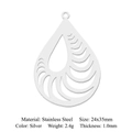 Silver teardrop stainless steel pendant with hollow spiral pattern, size 24x35mm - Silver Teardrop Hollow Style (LA807-1)