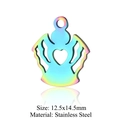 Regenbogenfarbener Engelsanhänger aus Edelstahl mit Herz-Ausschnitt 12.5x14.5mm - Engel Herz Form (JN185)