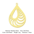 Gold plated stainless steel hollow teardrop pendant DIY jewelry charm 24x35mm - Gold Teardrop Hollow Style (LA807-2)