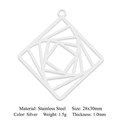Silver square geometric stainless steel hollow spiral pendant with modern layered design - Silver Square Spiral Hollow Style (LA808-1)