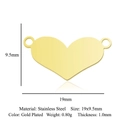 Gold plated stainless steel heart connector charm for DIY jewelry making 19x9.5mm - Heart Link Pendant (LA874-2)