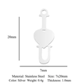 Polished silver stainless steel I Love U letter charm, sized 7x20mm for jewelry making - I Love U Letter Pendant (LA876-1)