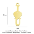 Golden stainless steel 'I LOVE U' heart pendant for DIY jewelry, 7x20mm size - I Love U Letter Pendant (LA876-2)