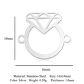 Silver stainless steel heart diamond shape ring pendant for DIY jewelry making - Diamond Ring Shape Connector (LA893-1)