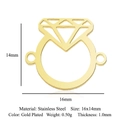 Gold plated stainless steel diamond ring shaped DIY jewelry connector 16x14mm size - Diamond Ring Shape Connector (LA893-2)